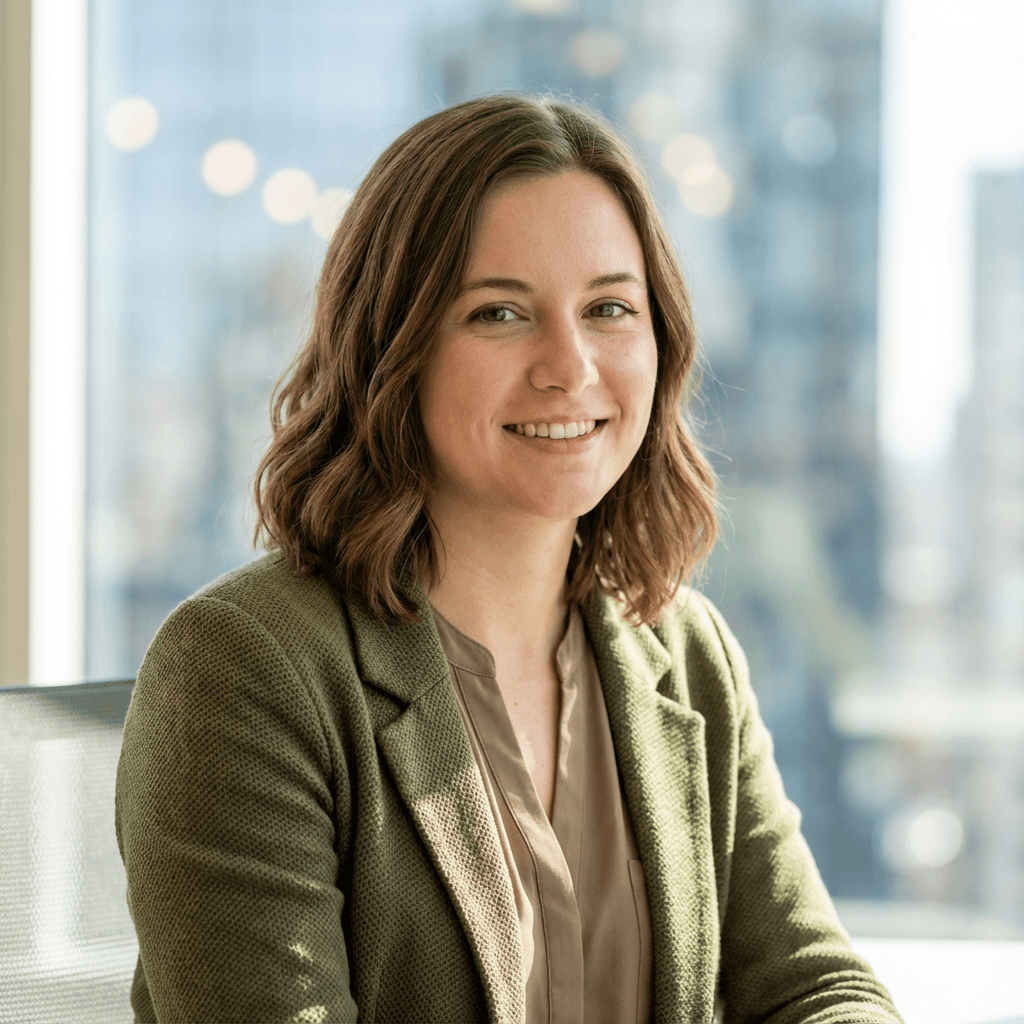 Female operations manager in professional attire, headshot